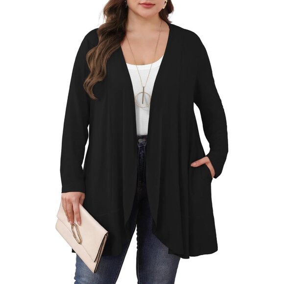 Other - Plus Size Women's Long Sleeve Lightweight Cardigan with Pockets Casual Wear